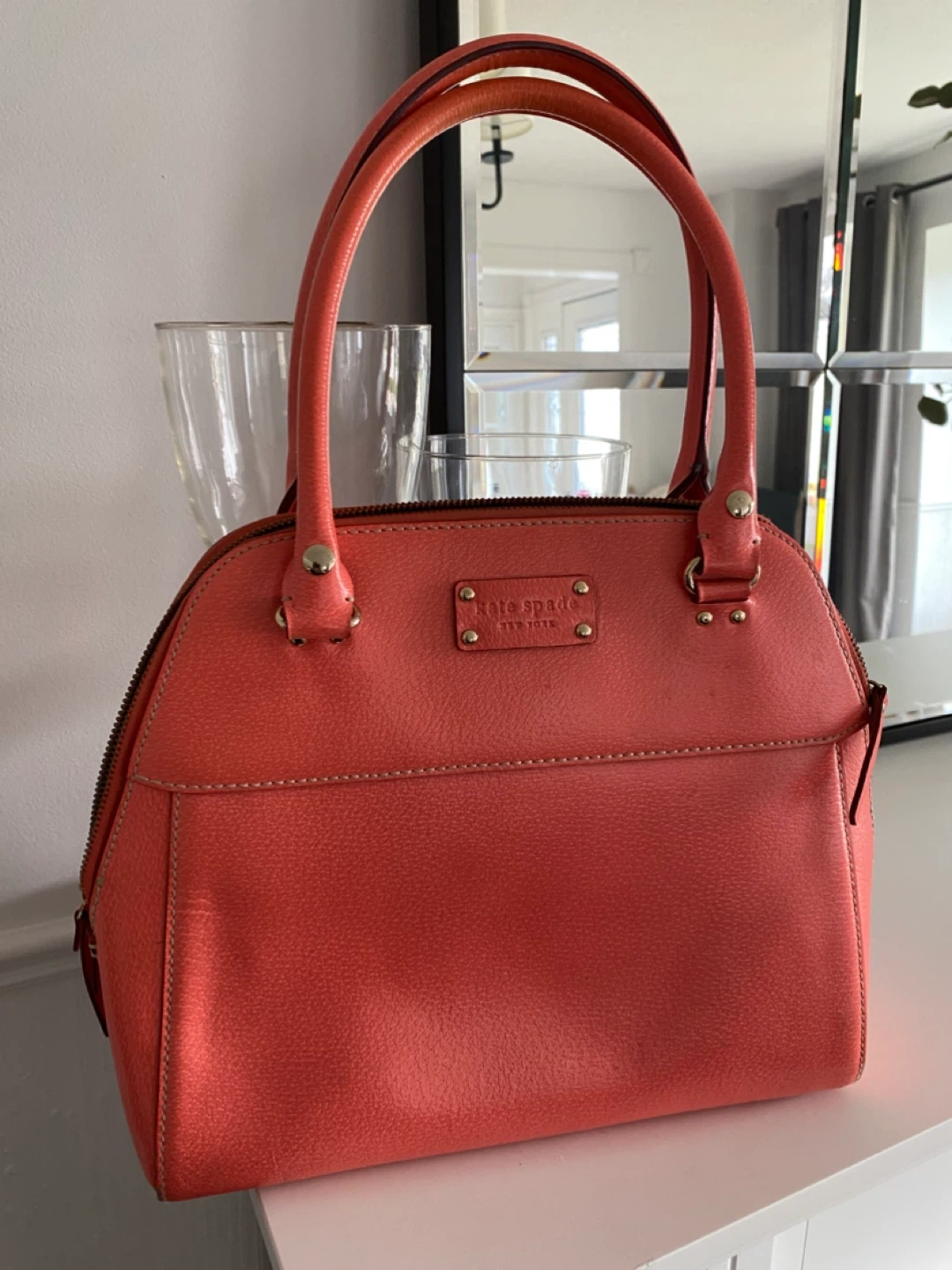 Kate Spade Coral Leather Dome Satchel Bag - photo 2