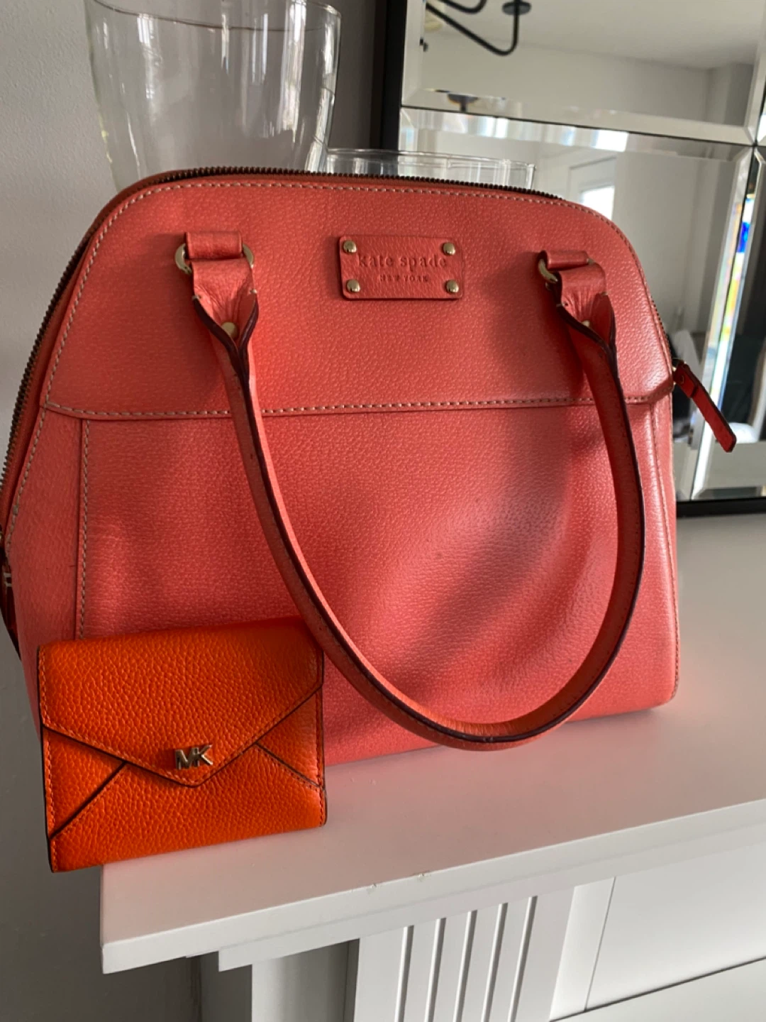 Kate Spade Coral Leather Dome Satchel Bag