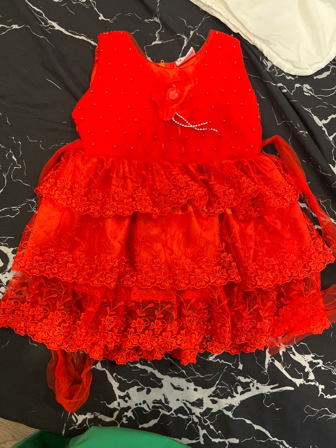 Red Layered Lace Dress