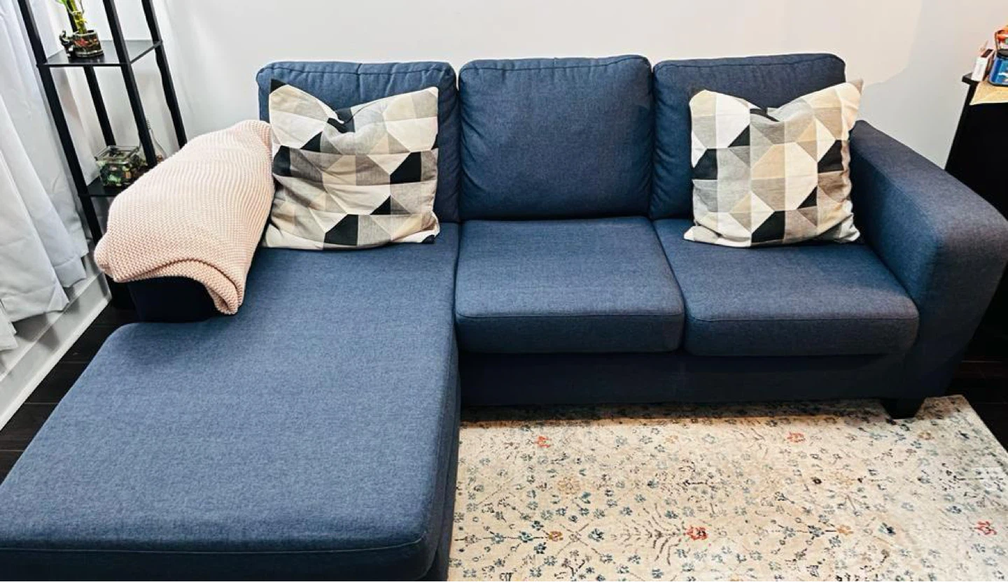 Blue Sectional Sofa with Chaise
