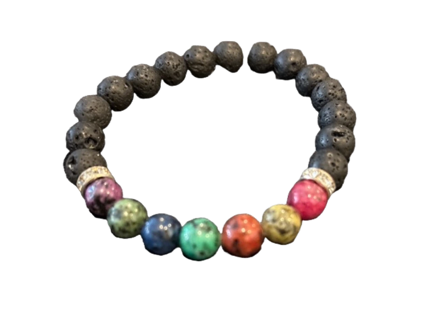 Lava Stone and Chakra Beaded Bracelet