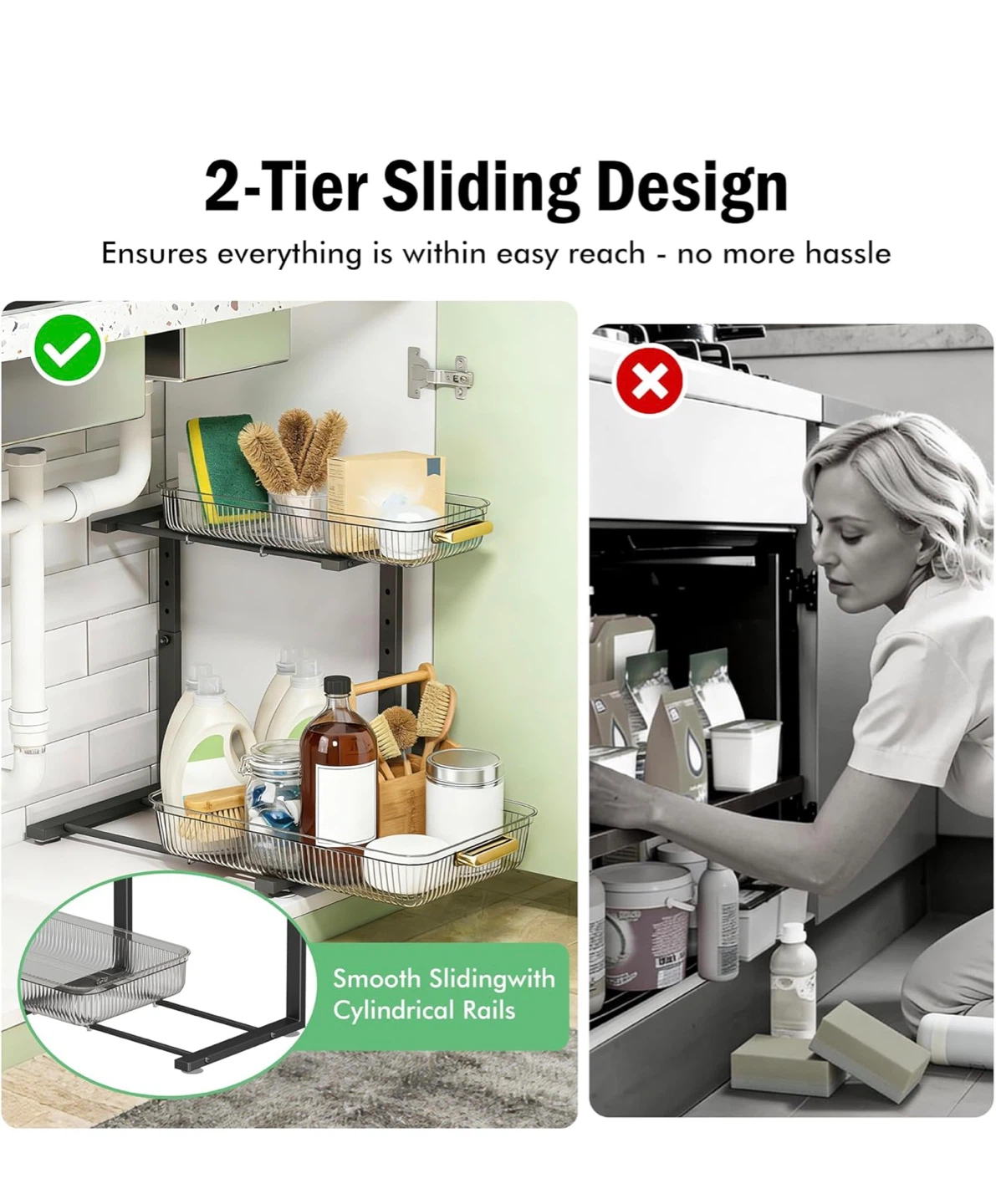 2-Tier Sliding Under Sink Organizer - photo 4