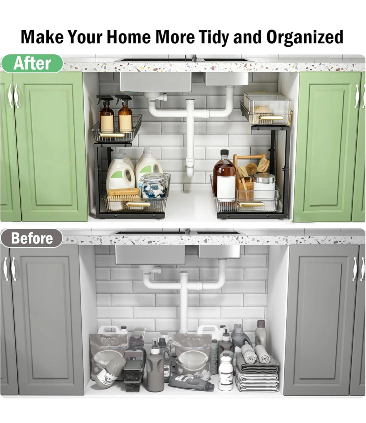 2-Tier Sliding Under Sink Organizer - photo 5