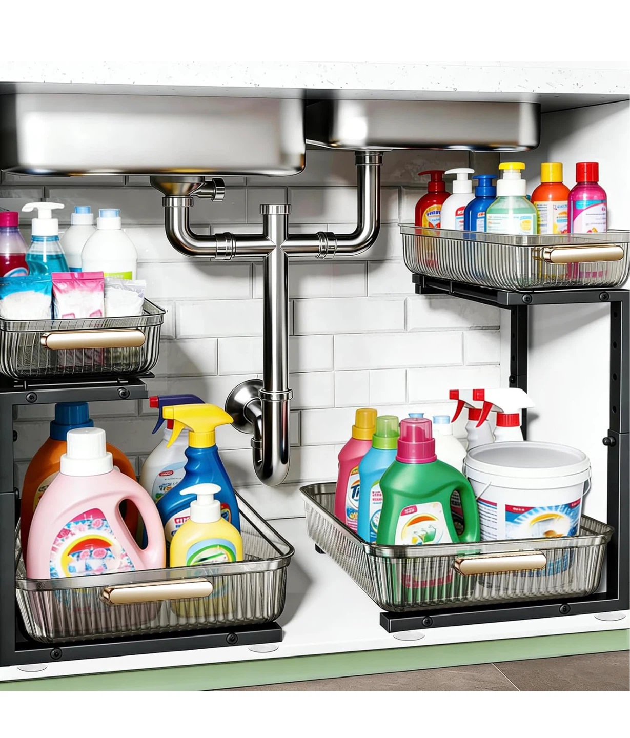 2-Tier Sliding Under Sink Organizer