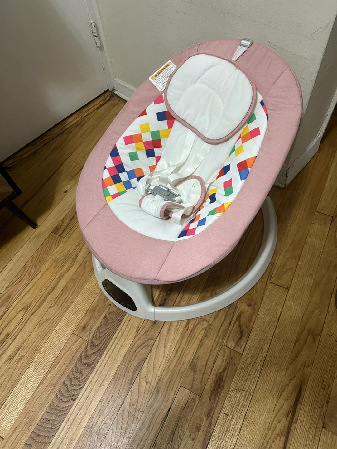 Pink Baby Bouncer Seat with Colorful Squares - photo 2