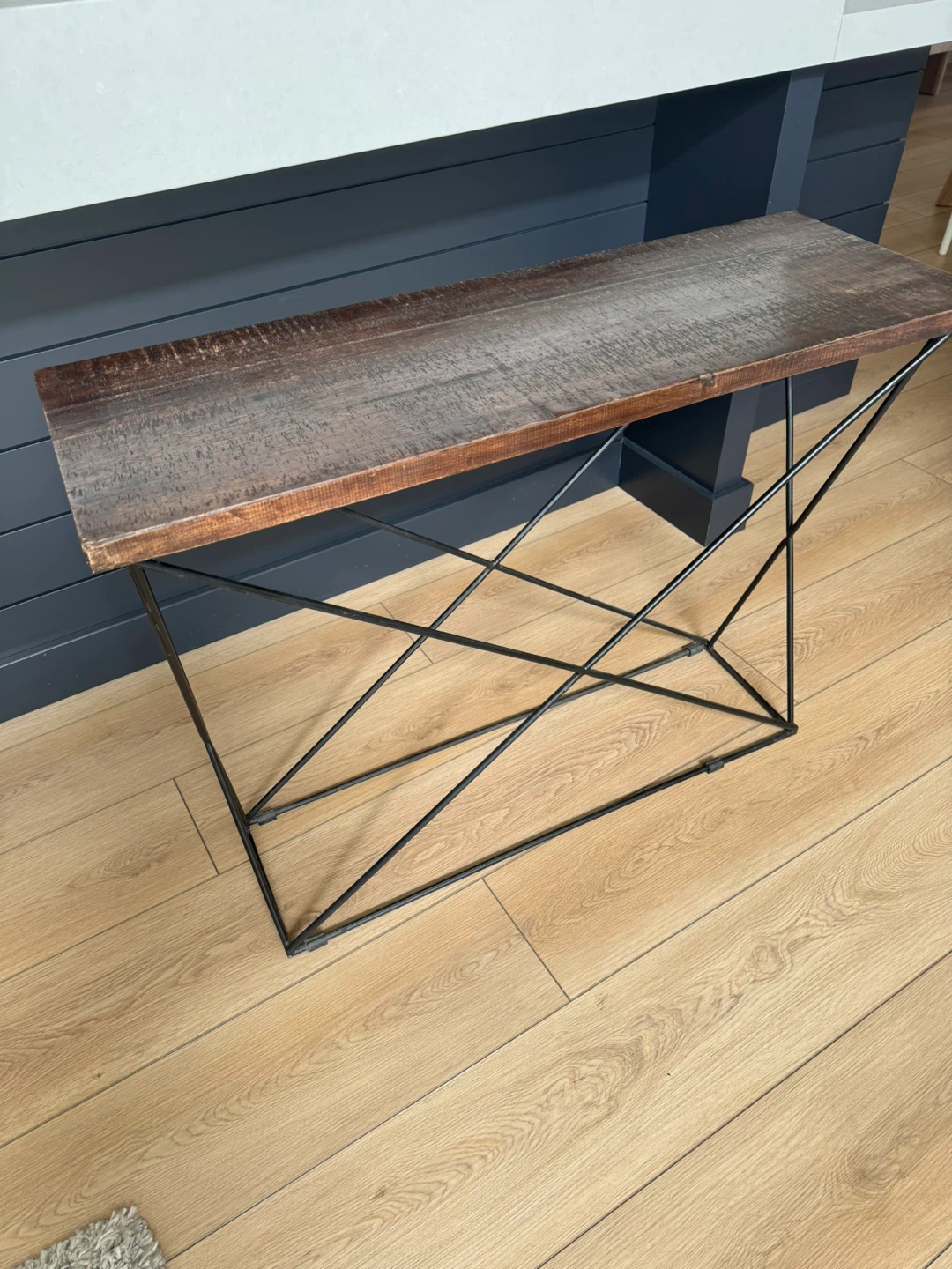 Medium Table with Dark Wood Top and Metal Base