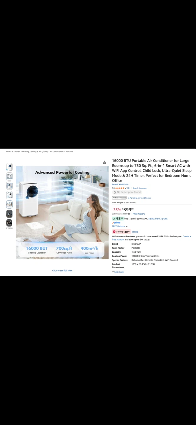 16000 BTU Portable Air Conditioner
