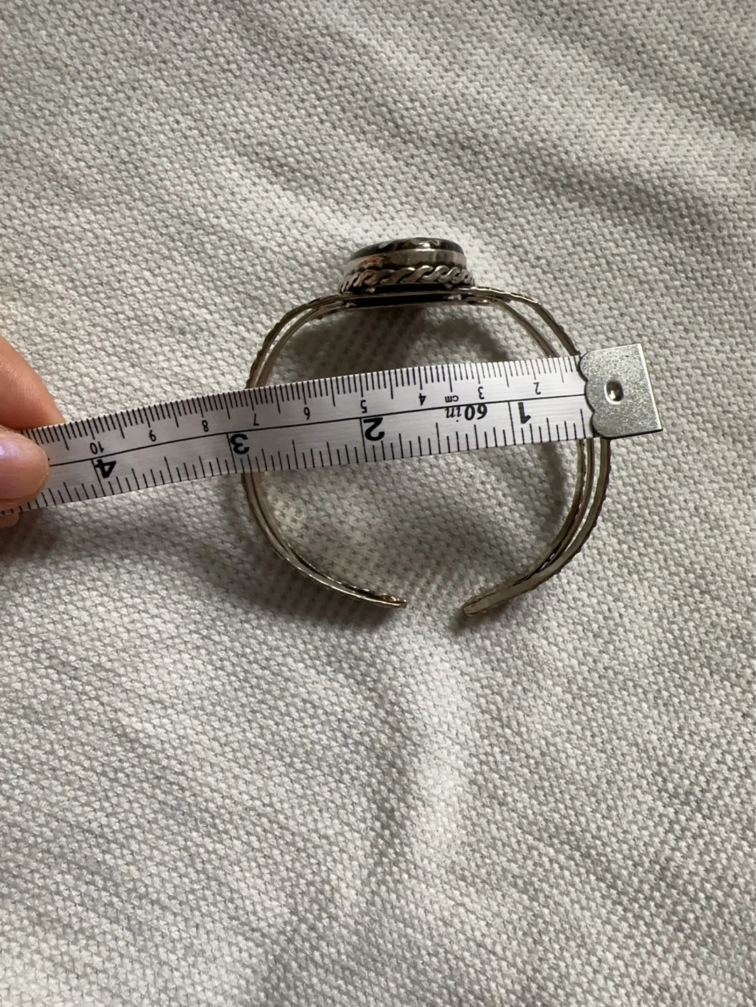 Rare Find Fossil Stone Silver Cuff Bracelet - photo 5