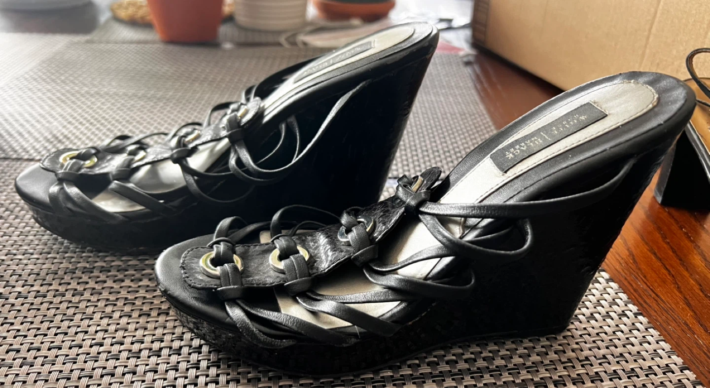 White House Black Market Black Wedge Sandals - photo 3