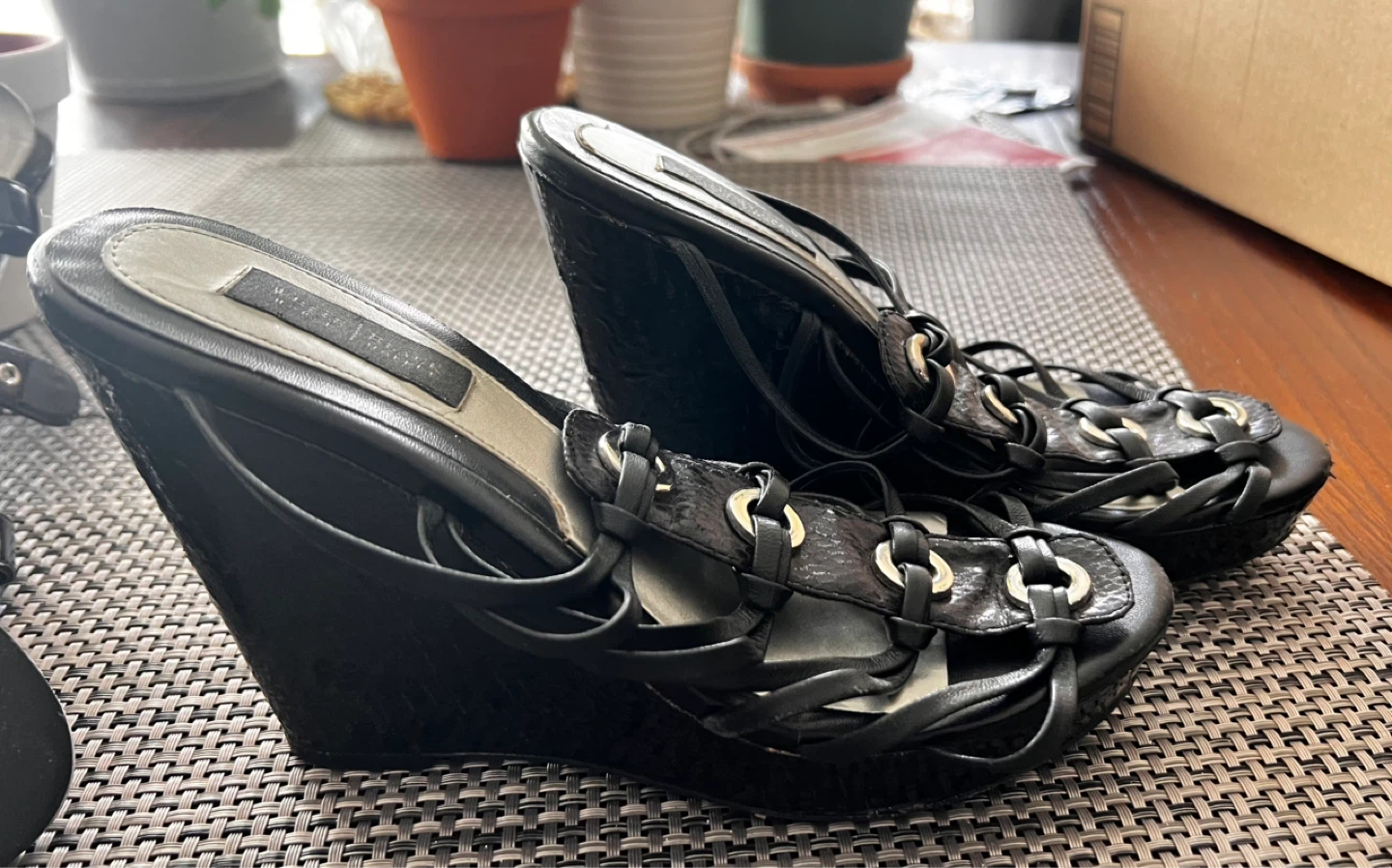 White House Black Market Black Wedge Sandals - photo 2