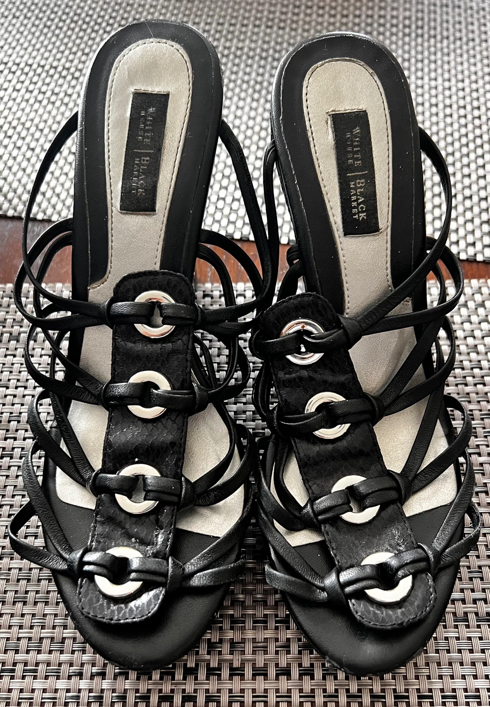 White House Black Market Black Wedge Sandals