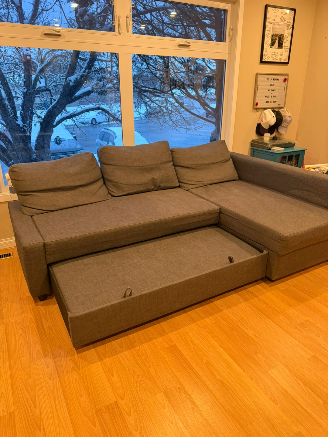 Grey Sectional Sofa Bed with Storage - photo 2