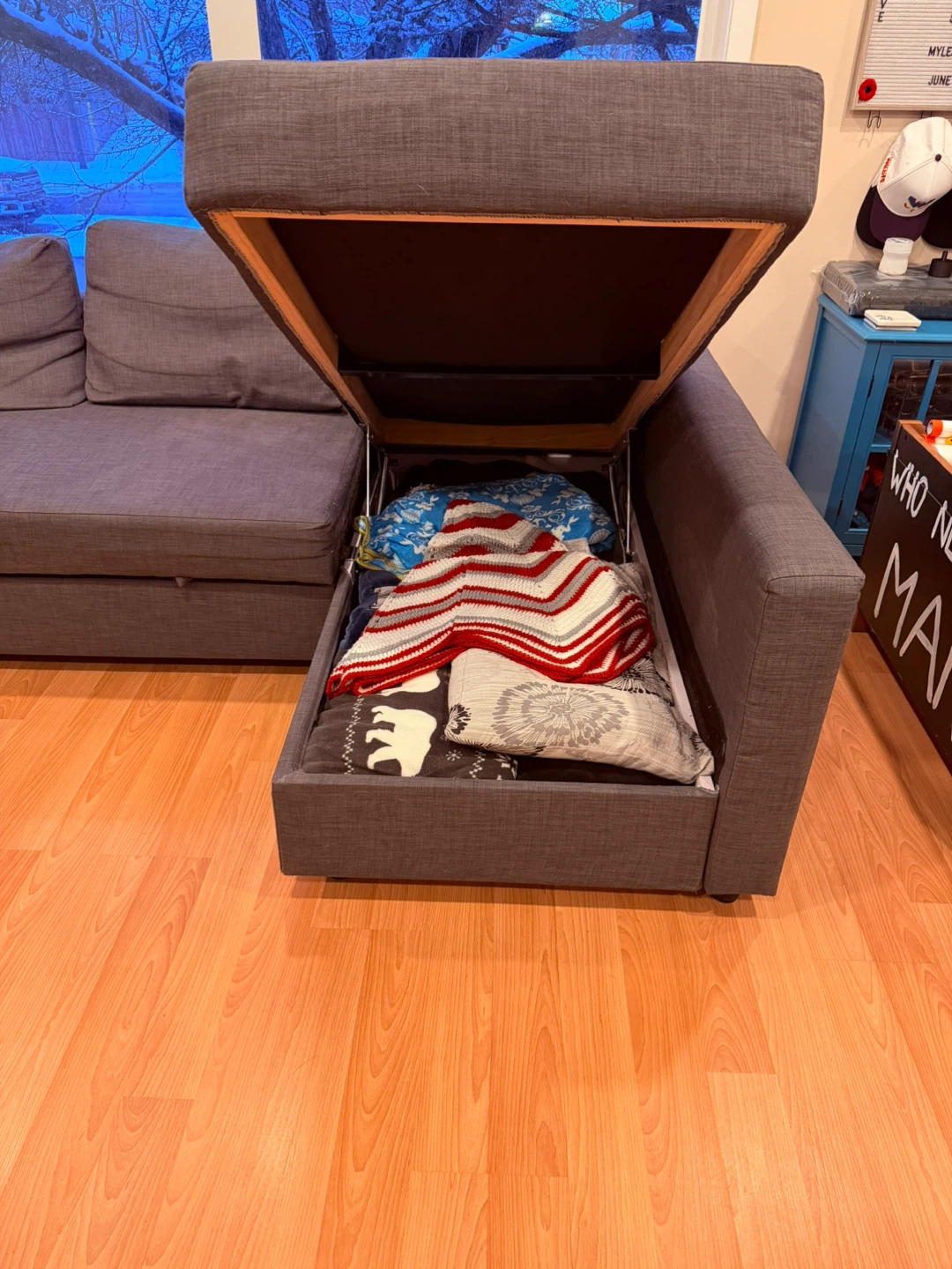 Grey Sectional Sofa Bed with Storage - photo 4