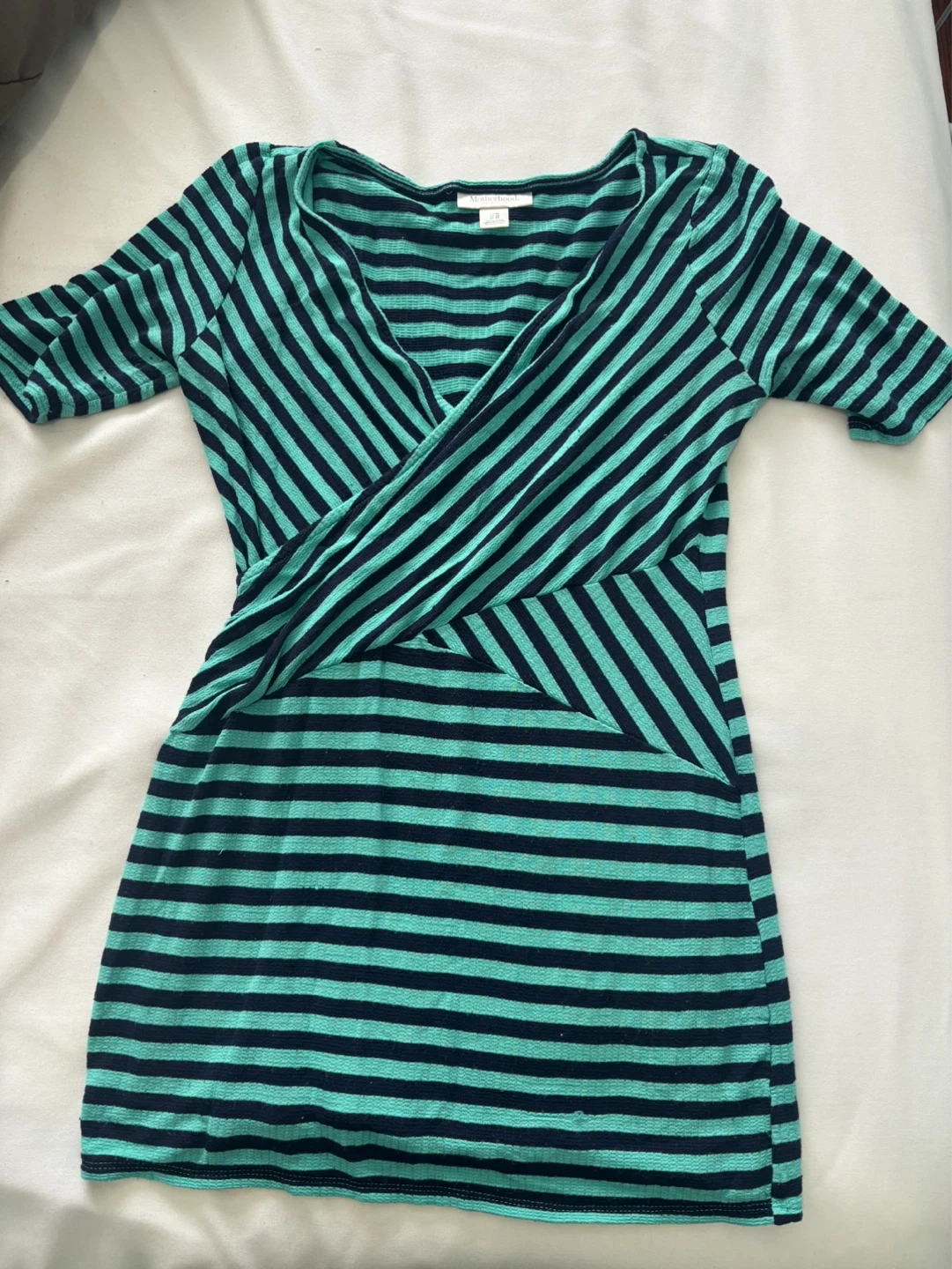 Motherhood Maternity Striped Faux-Wrap Dress - Size M