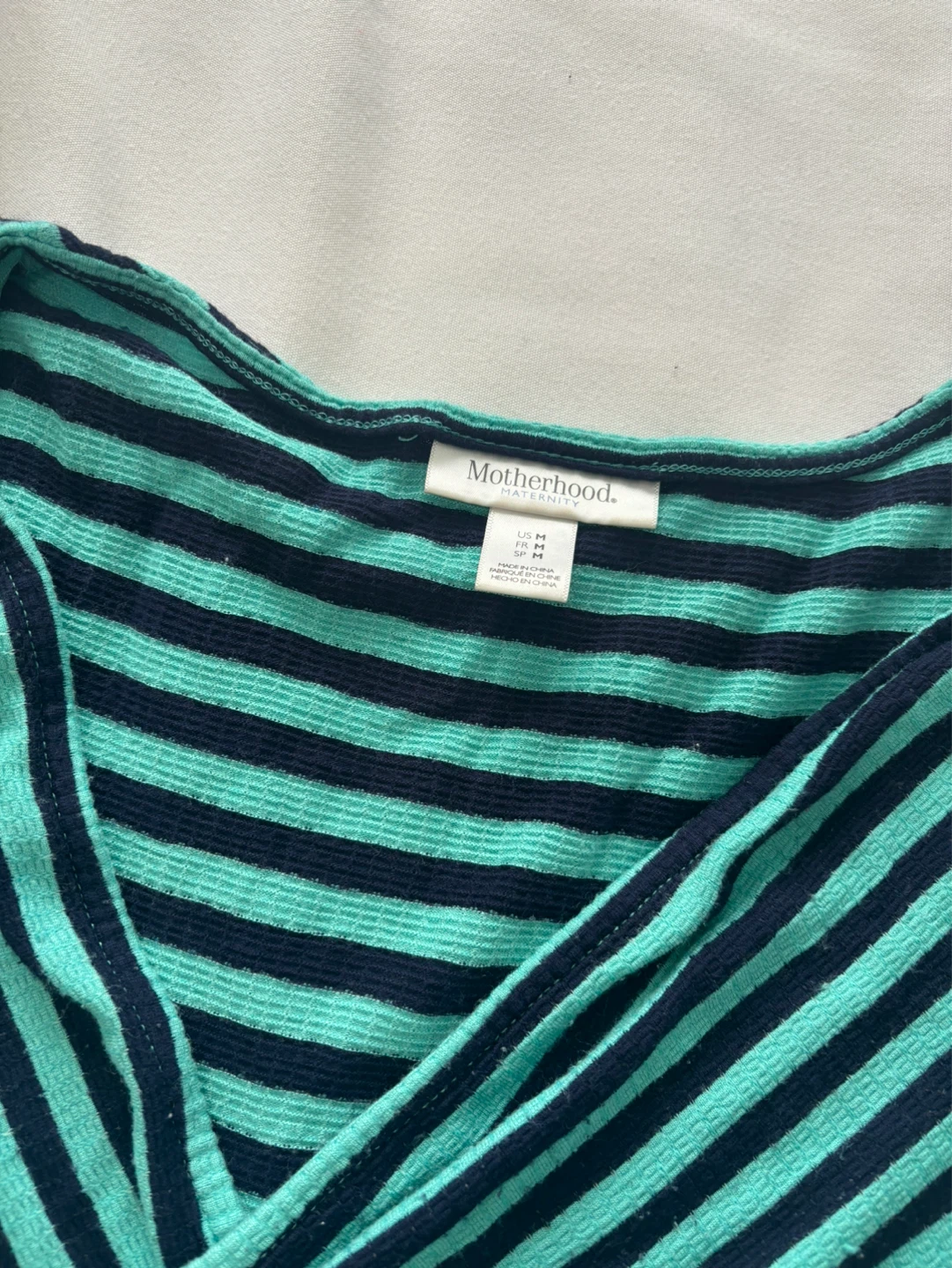 Motherhood Maternity Striped Faux-Wrap Dress - Size M - photo 2