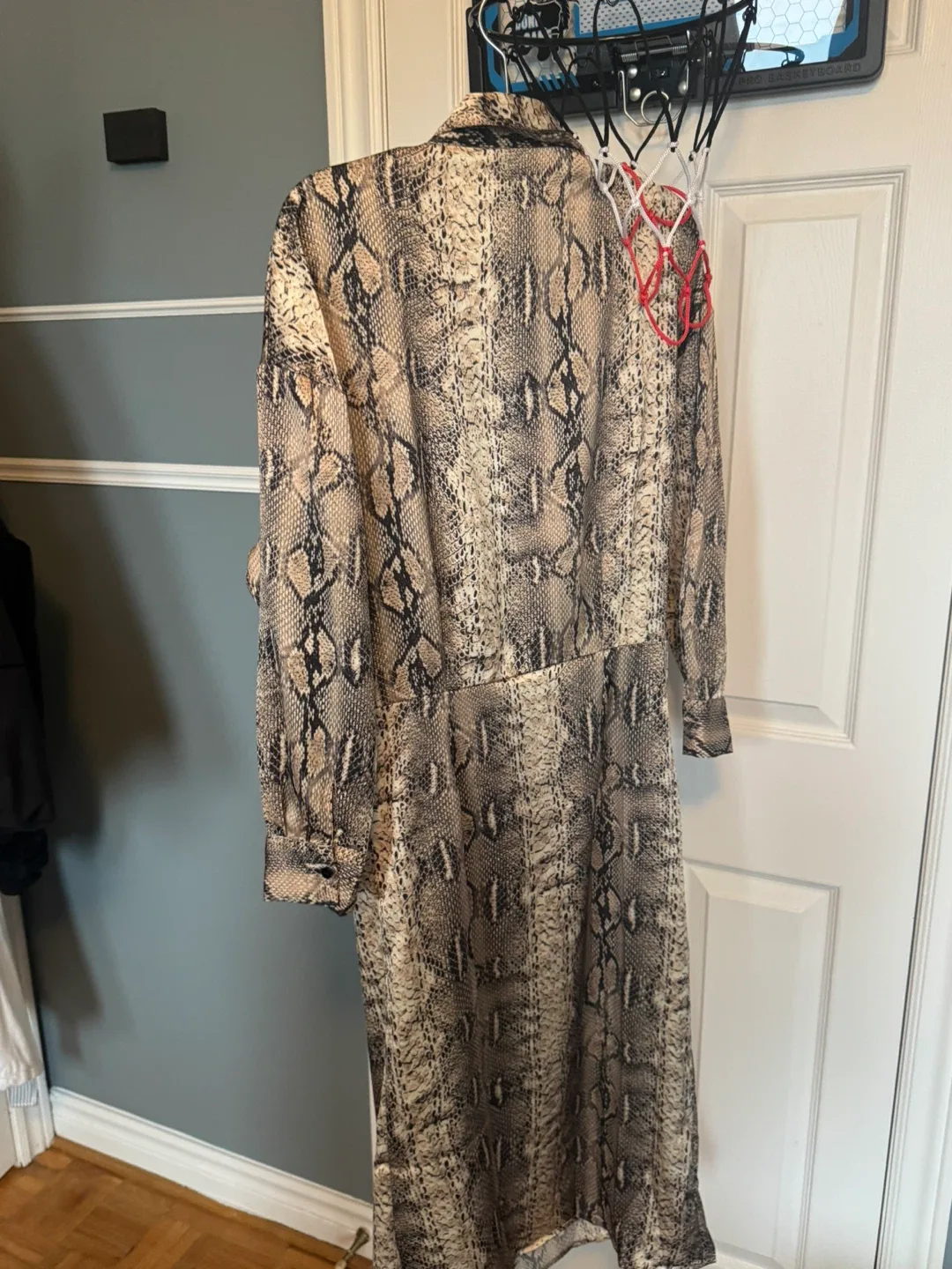 Snake Print Long Sleeve Shirt Dress - photo 2