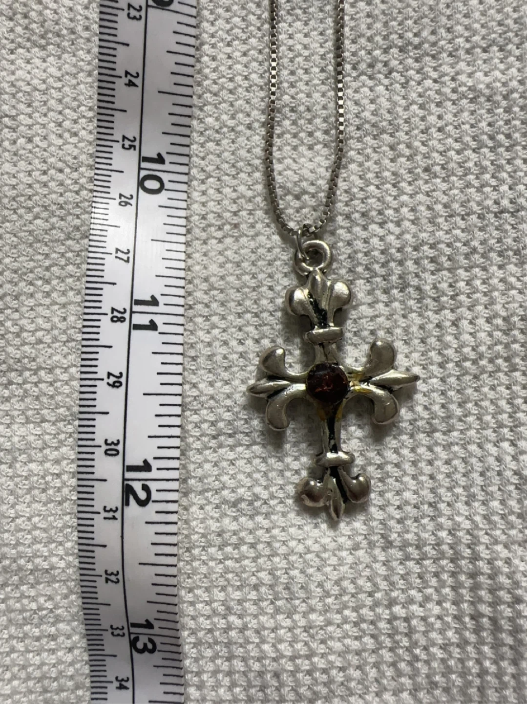 Cross Pendant Necklace with cherry Amber Stone