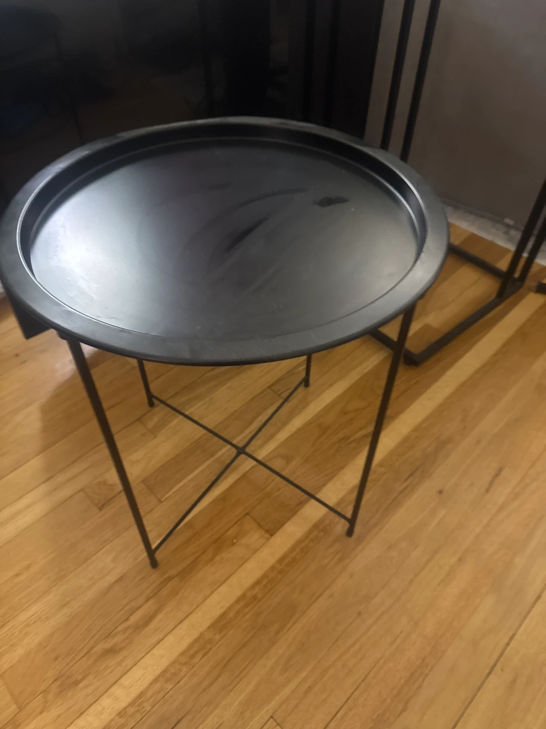 Black Round Tray Side Table