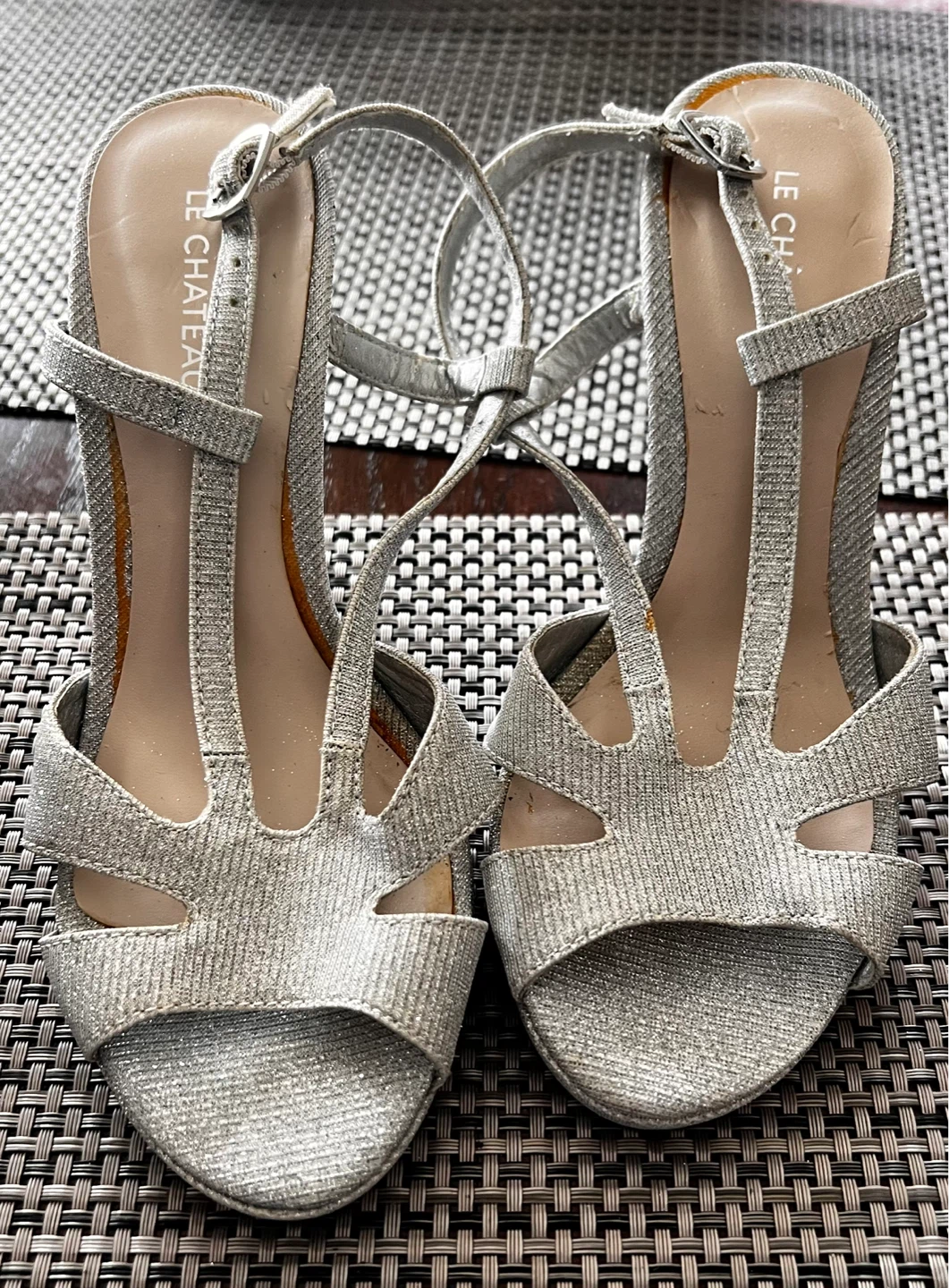 Le Château Silver Glitter Heels