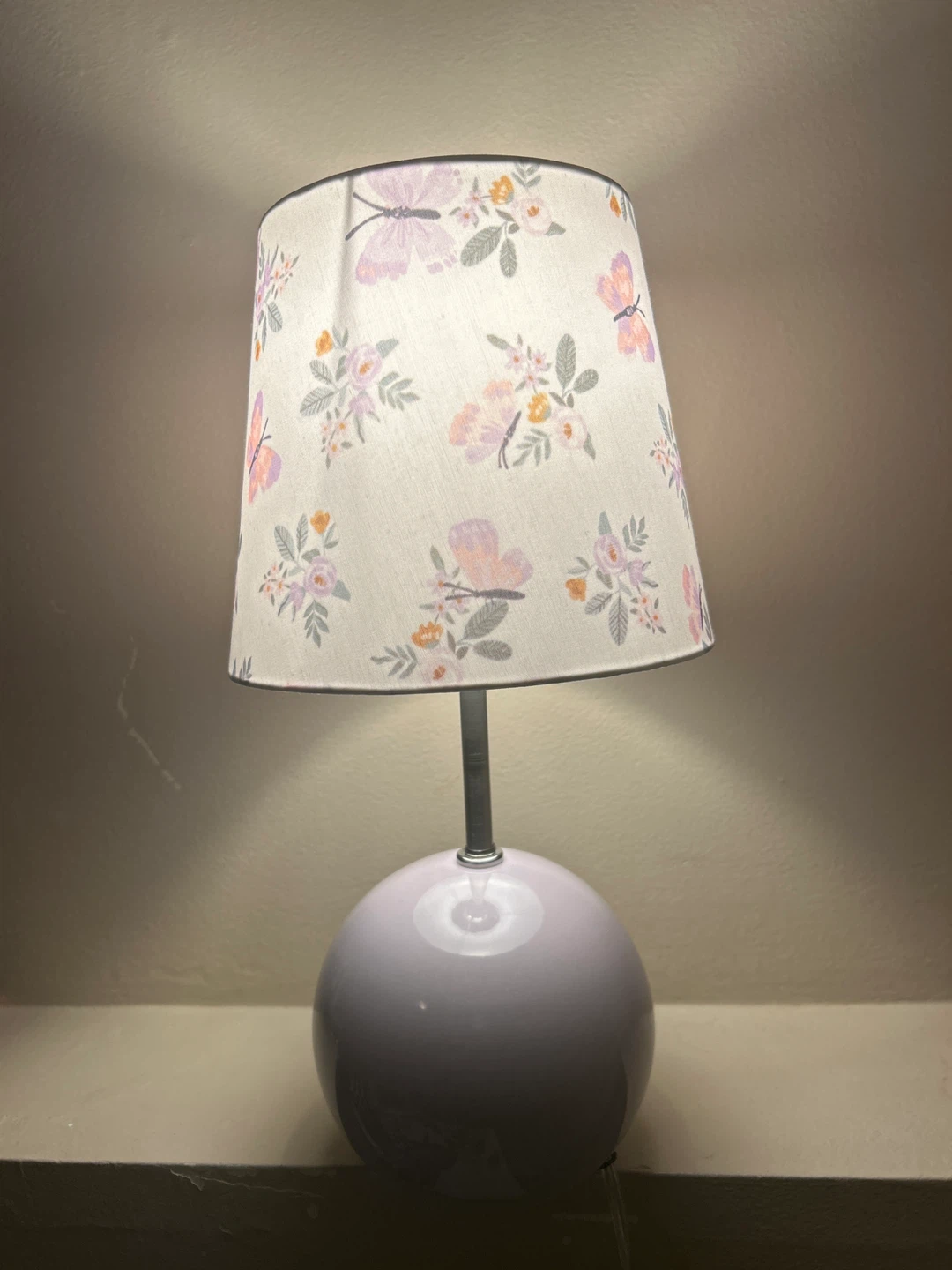 Decorative Table Lamp with Butterfly and Floral Print