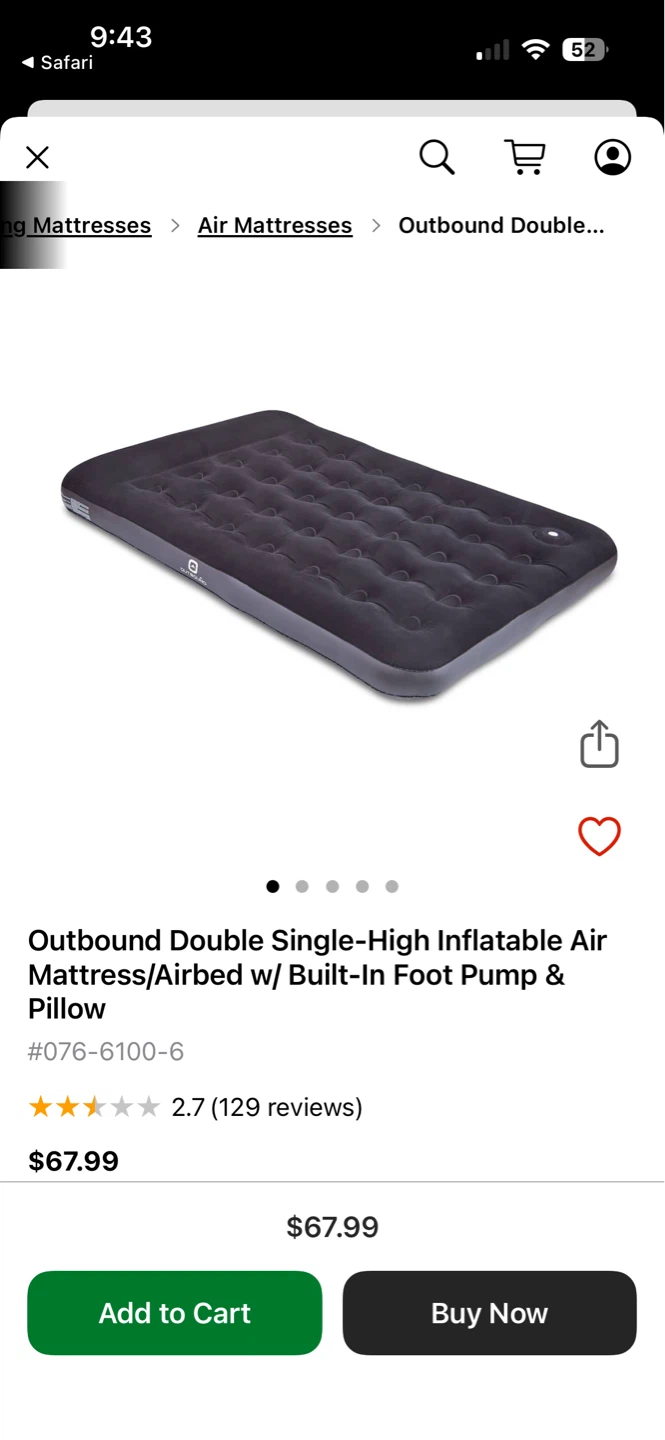 Outbound air bed and chairs