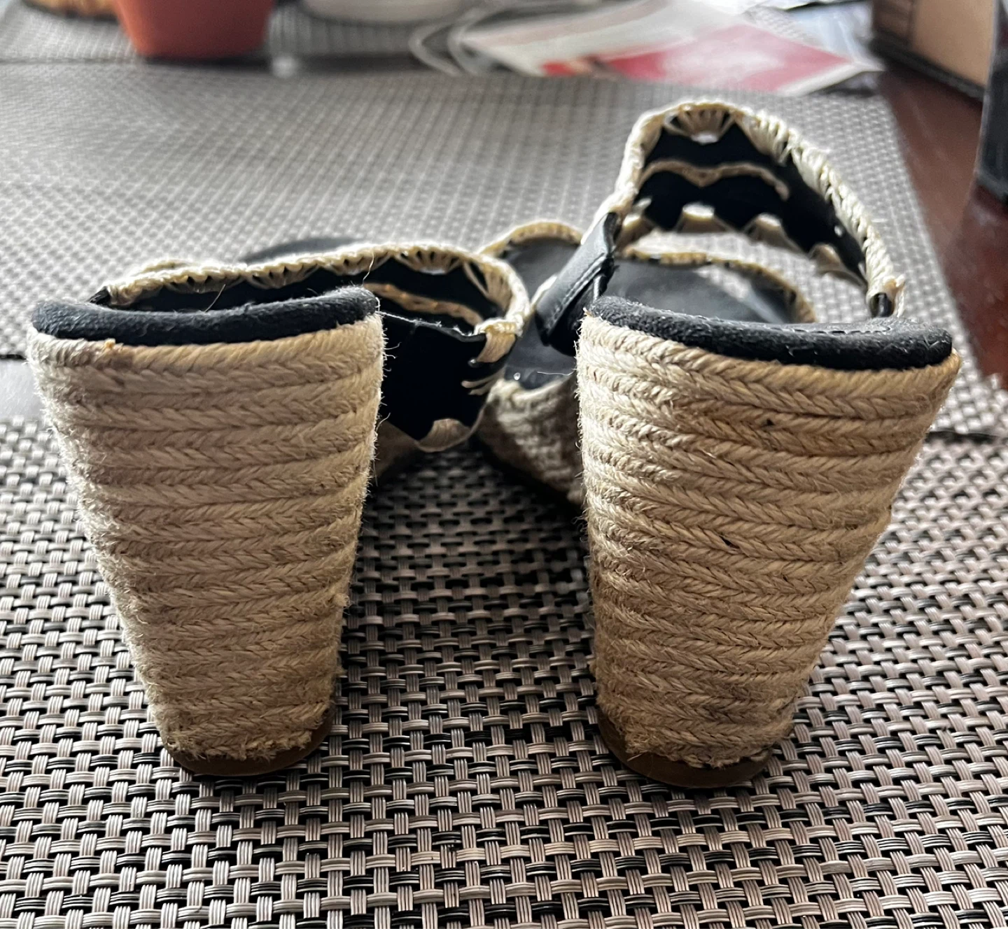 Black Wedge Sandals with Espadrille Soles - photo 4