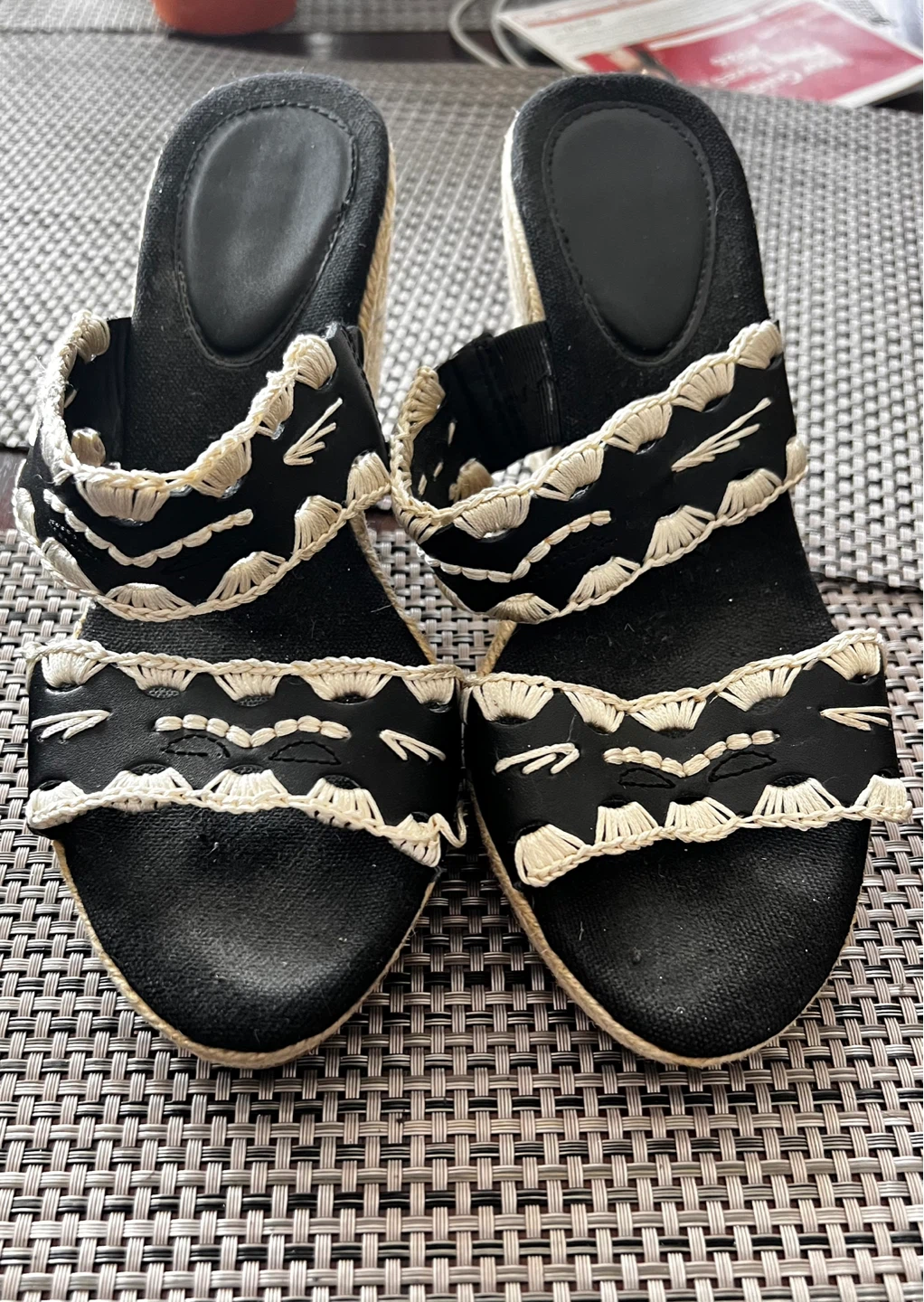Black Wedge Sandals with Espadrille Soles