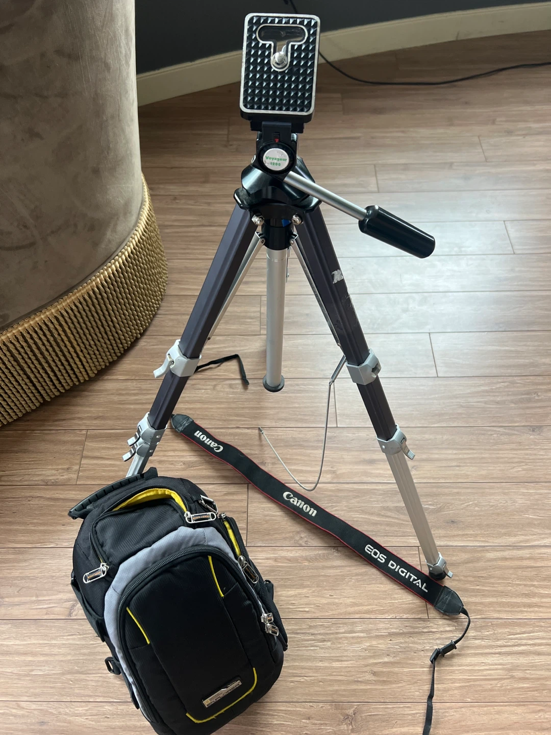 Camera Bag with Canon Strap and Tripod