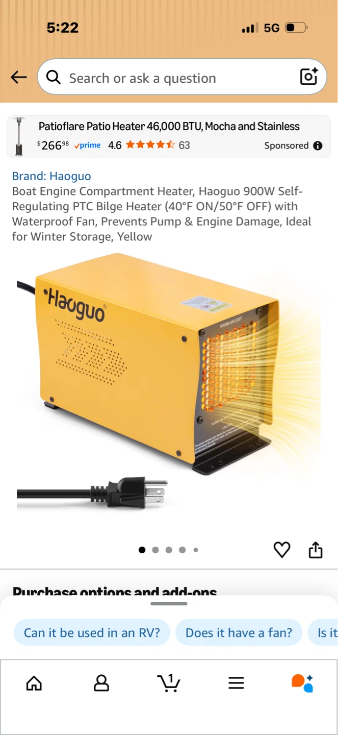 Haoguo Boat Engine Compartment Heater 900W - photo 3