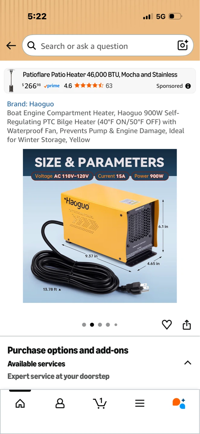 Haoguo Boat Engine Compartment Heater 900W