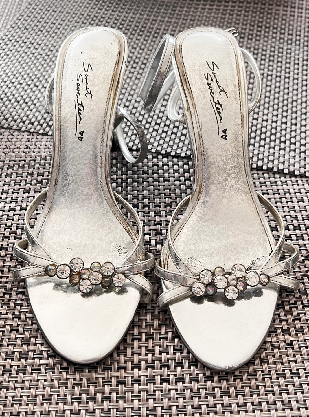 Sweet Seventeen Silver Embellished Heels Size 7