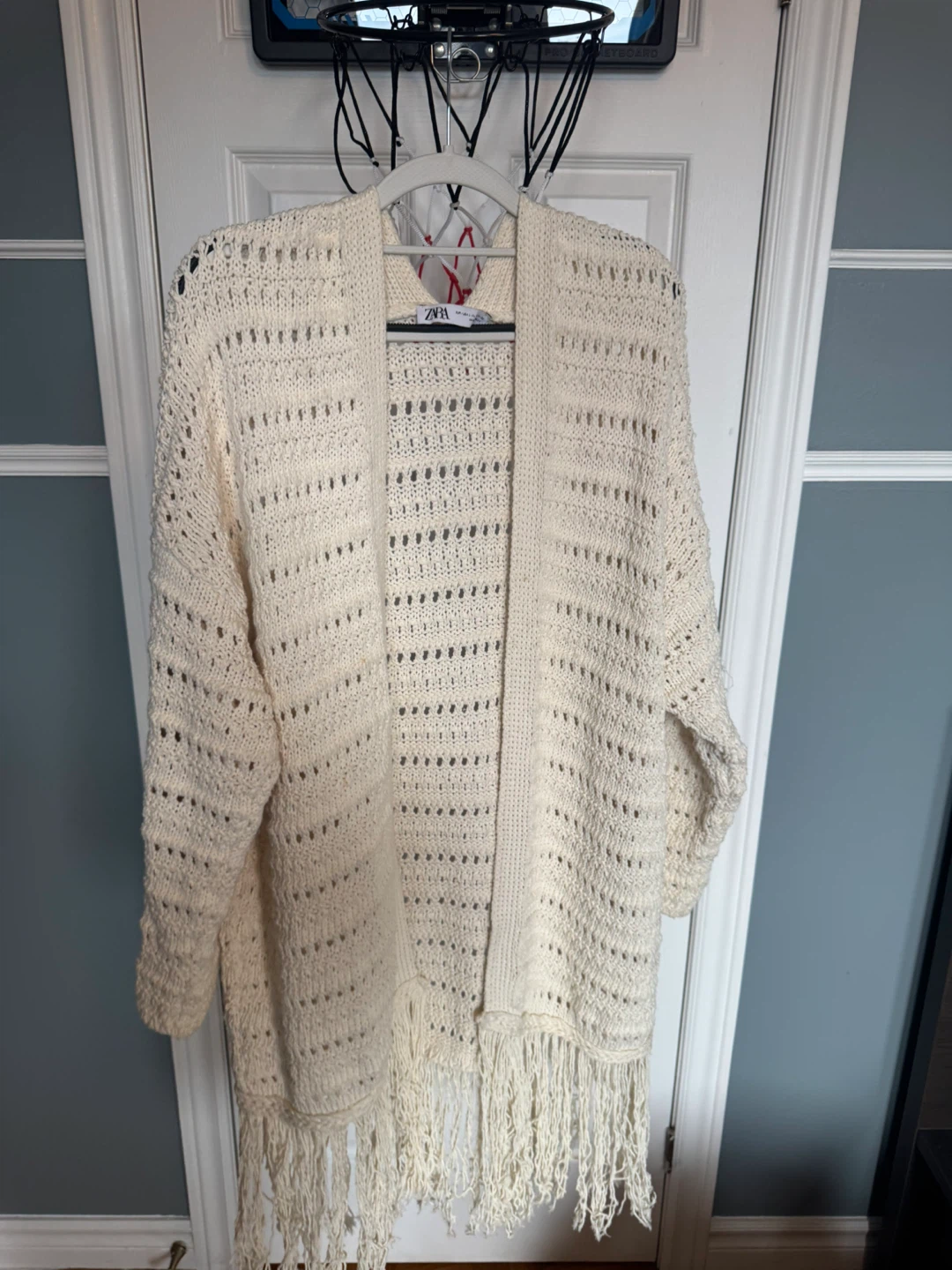 ZARA Cream Knit Cardigan with Fringe - photo 2
