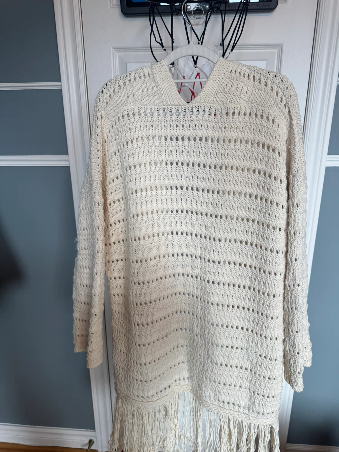 ZARA Cream Knit Cardigan with Fringe - photo 3