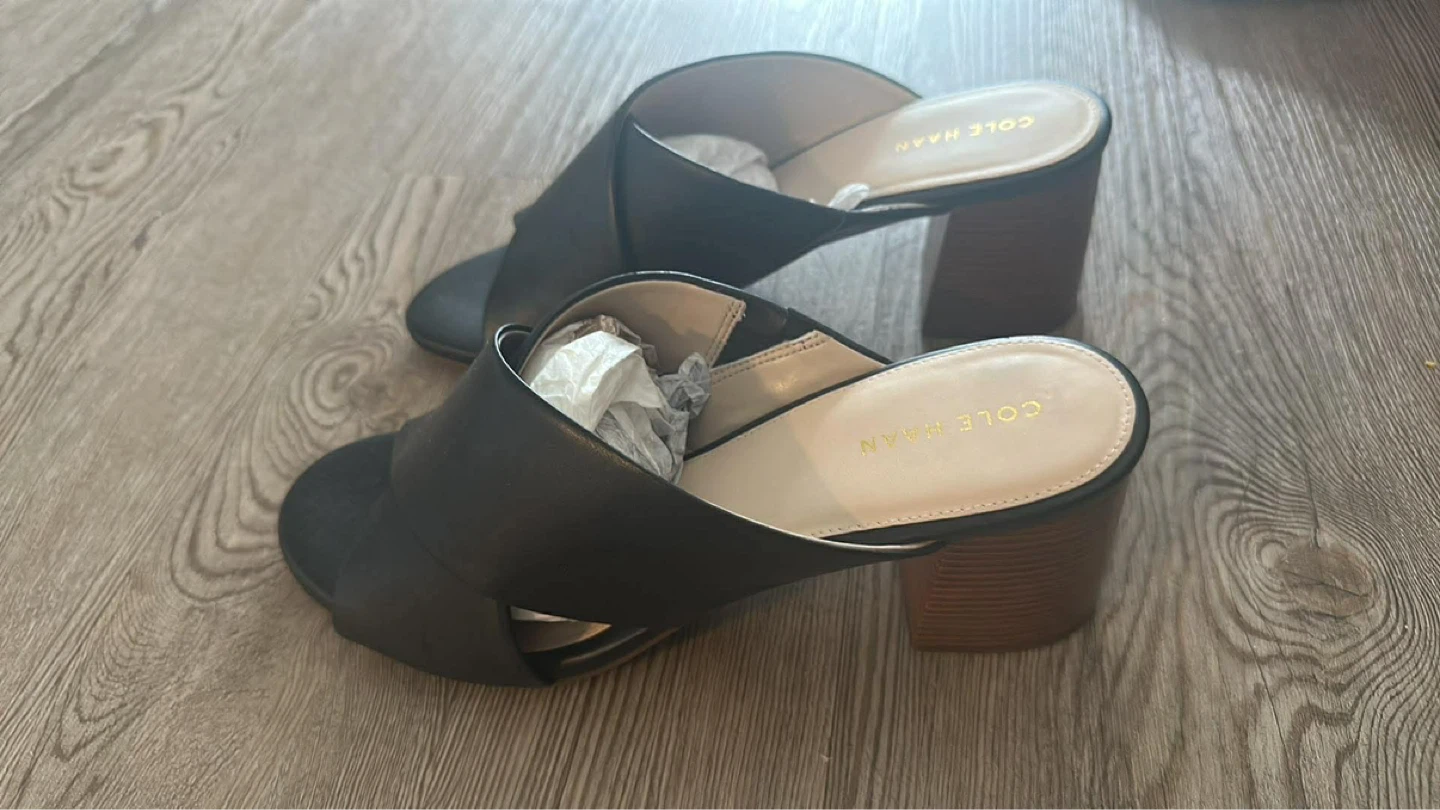 Cole Haan Black Mule Block Heel Sandals - Size 8.5