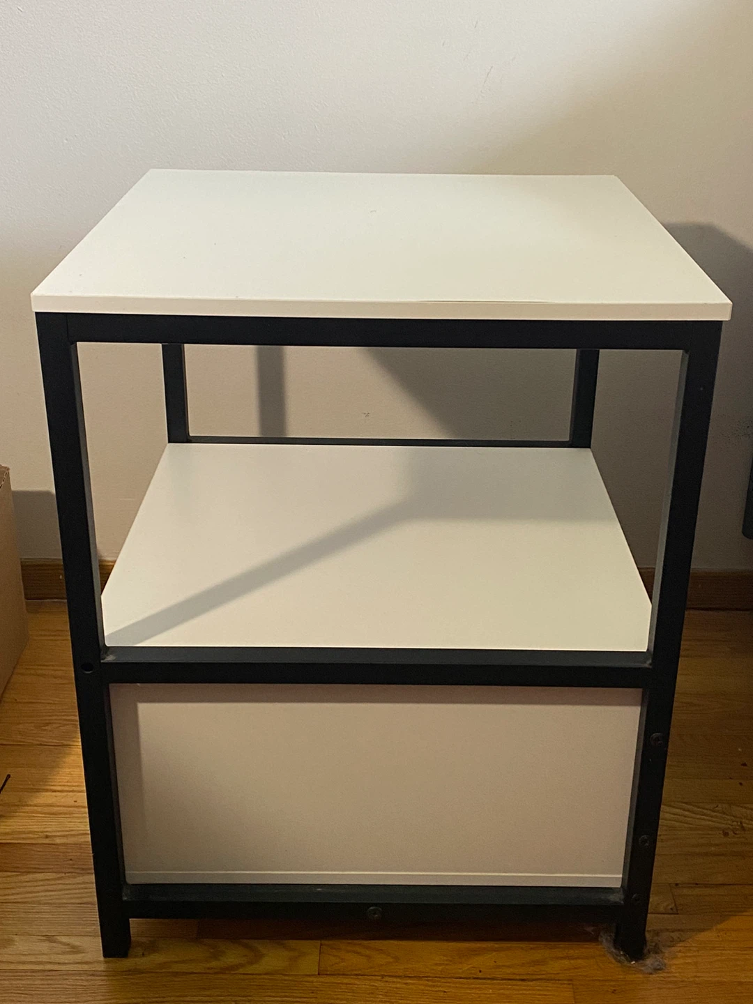 White Nightstand with Drawer and Shelf - photo 4