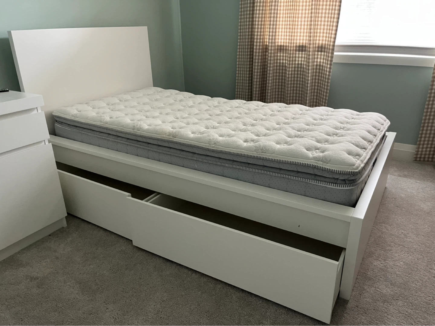 White Twin Bed Frame with Storage Drawers