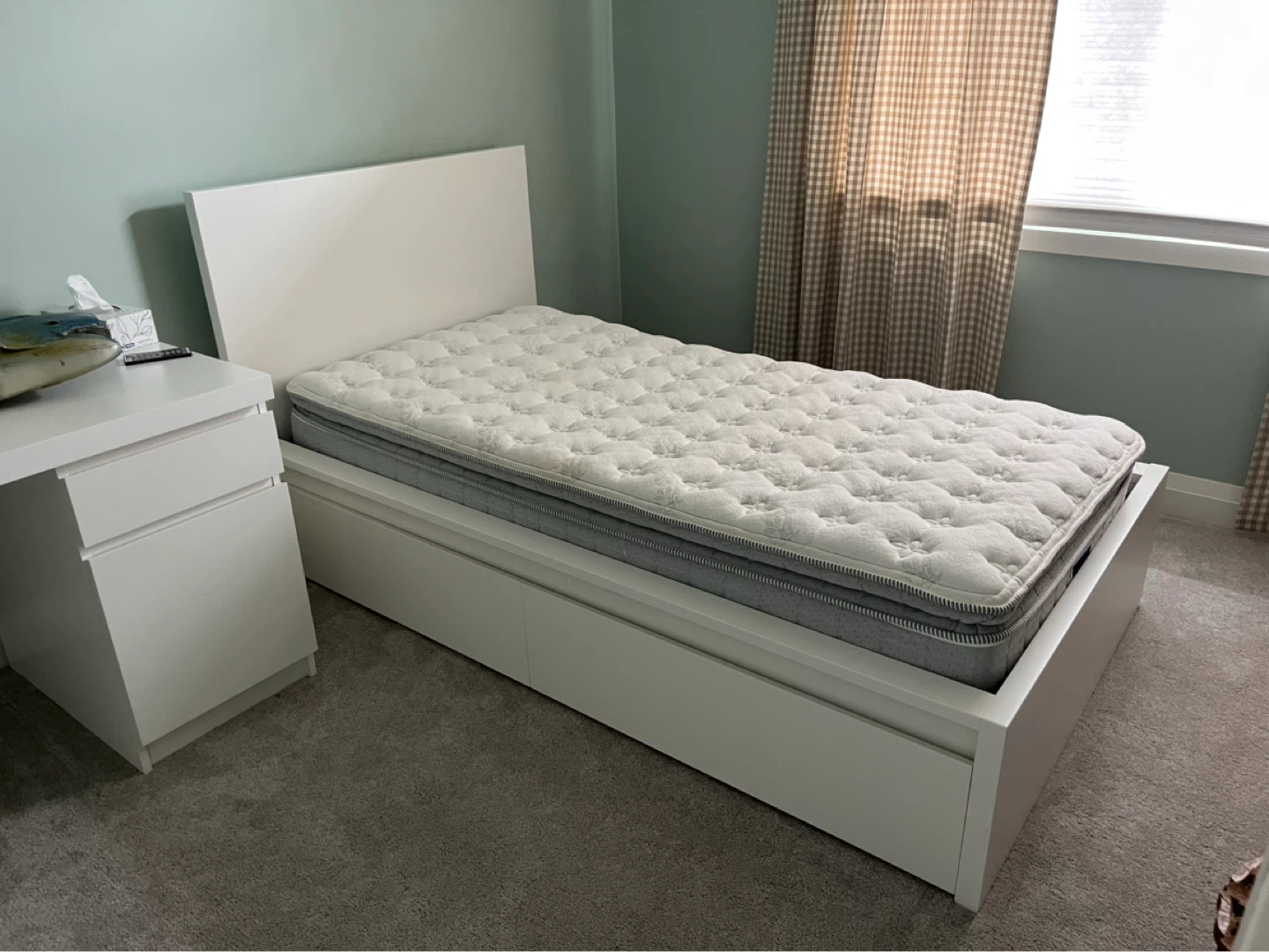 White Twin Bed Frame with Storage Drawers - photo 2
