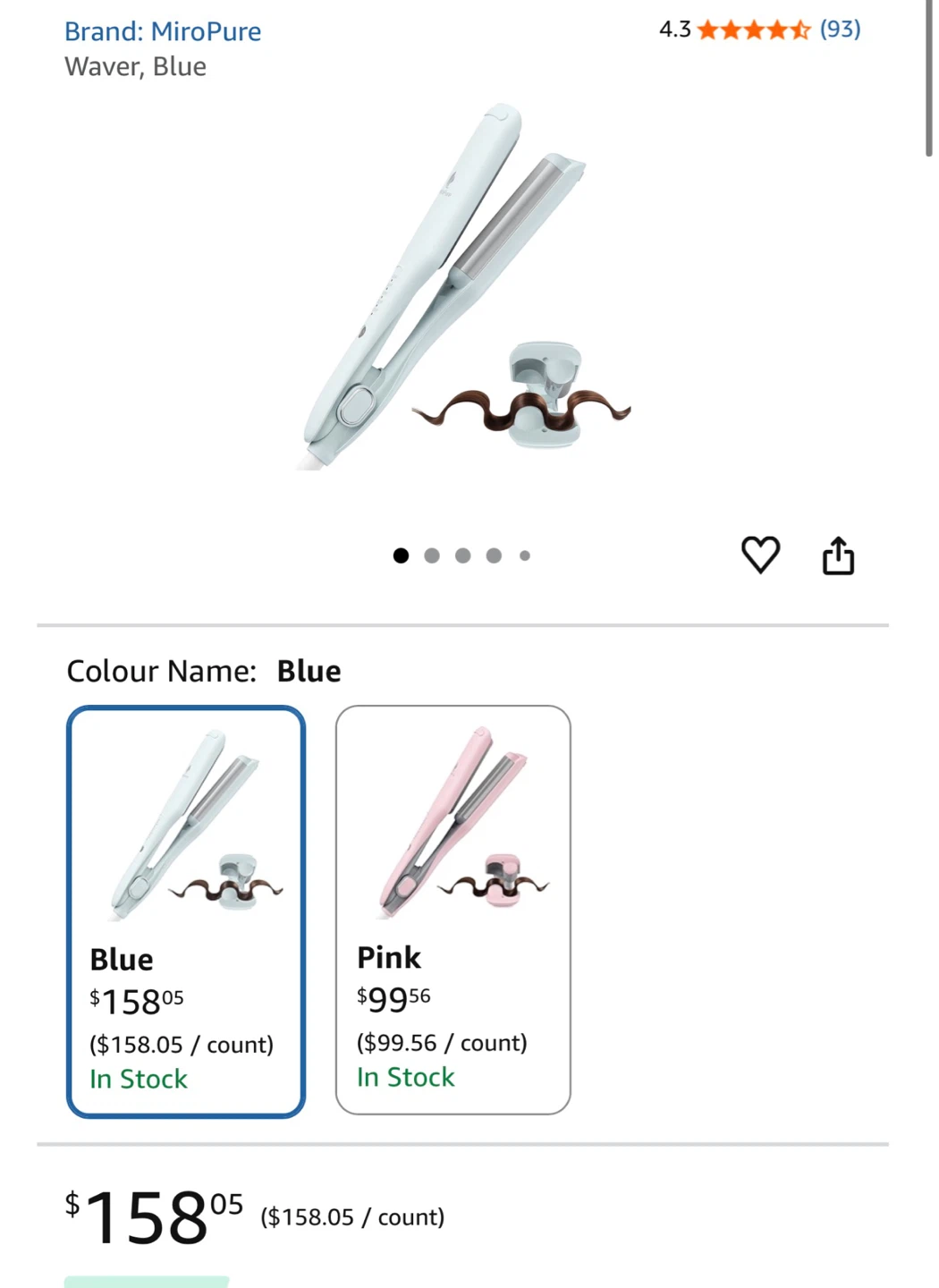 MiroPure Wave Curling Iron - Blue