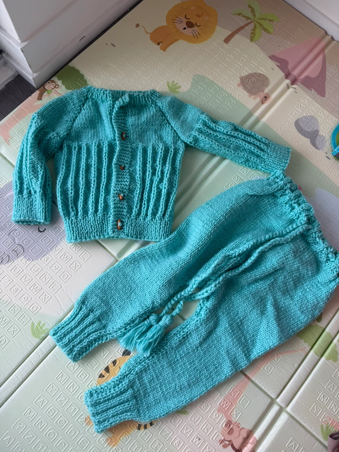 Handmade Baby Knit Cardigan and Pants Set