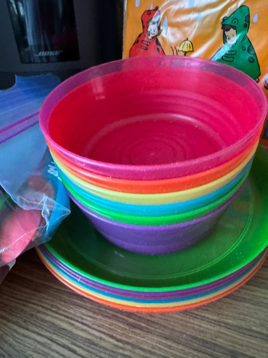Rainbow Plastic Bowls and Plates Set - photo 2