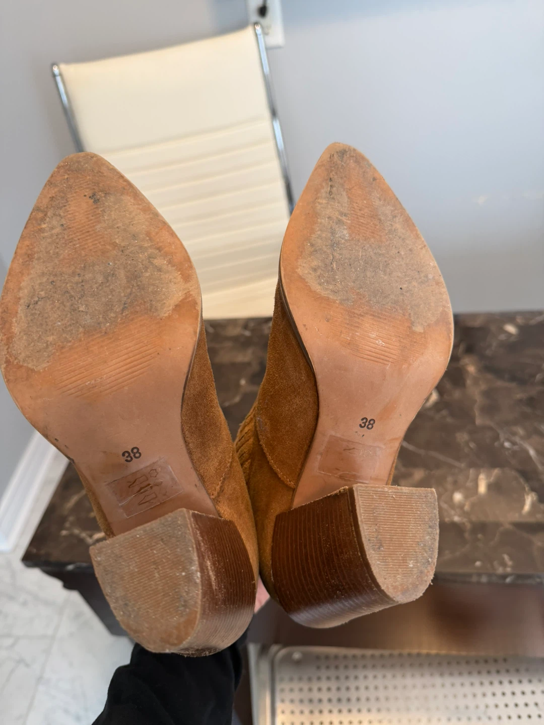 Brown Suede Ankle Boots Size 38 - photo 4