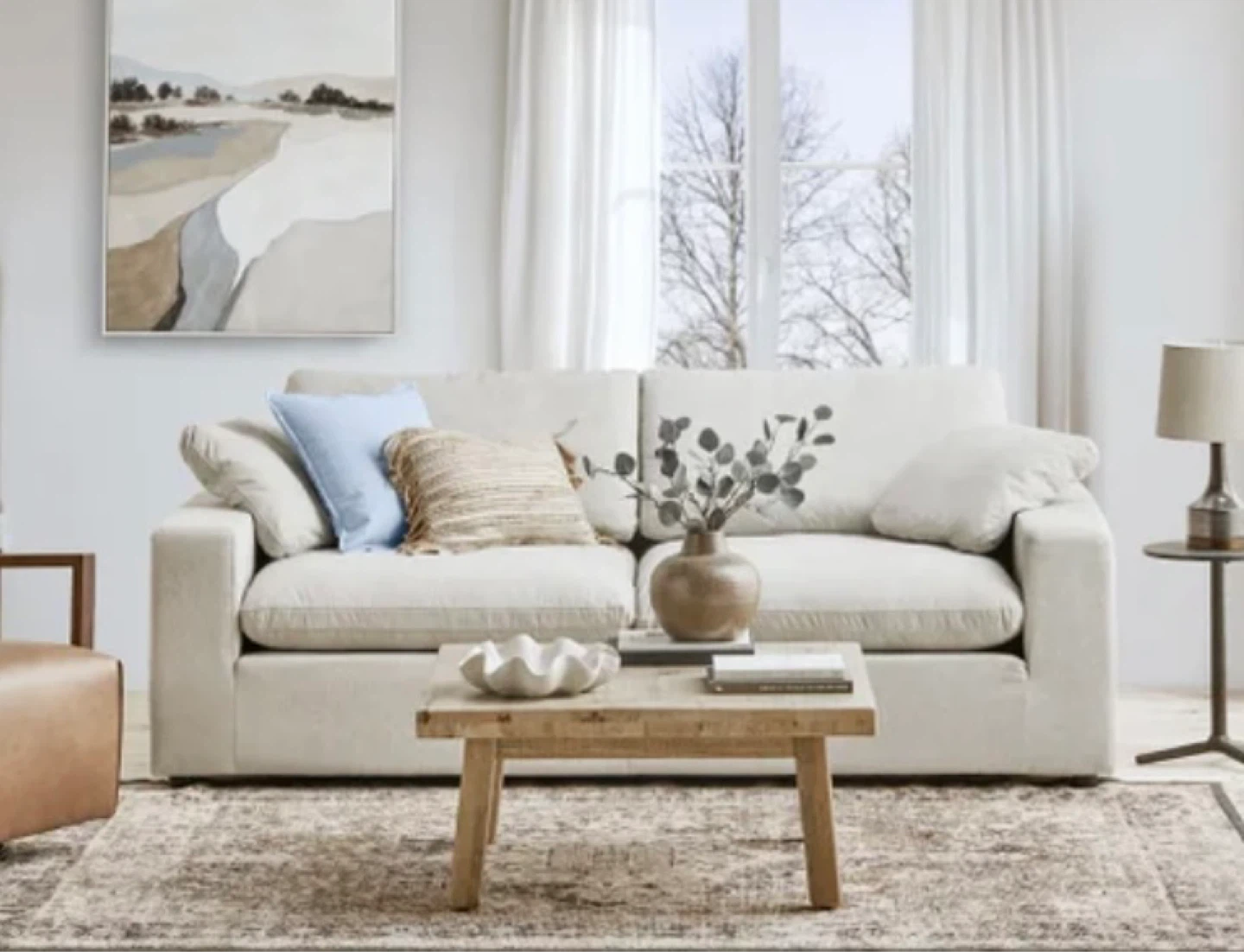 Structube Soft Contemporary 3-Seater Sofa - Cream