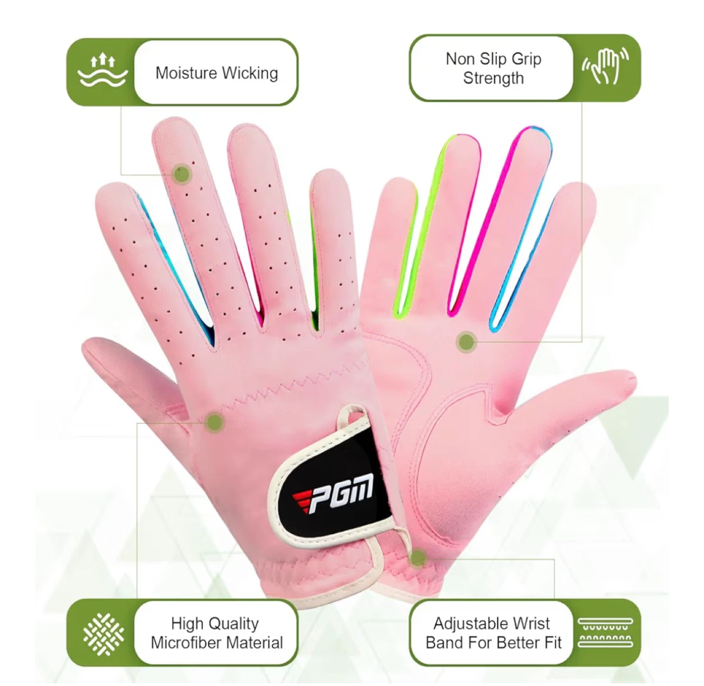 PGM Kids Golf Gloves - Pink Microfiber - Size Youth - photo 3
