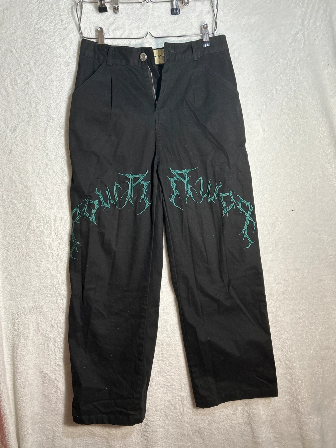 Women Black Graphic Pants - Size M