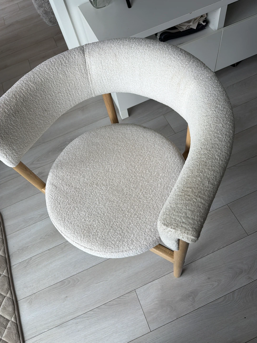 White Bouclé Accent Chair - photo 2