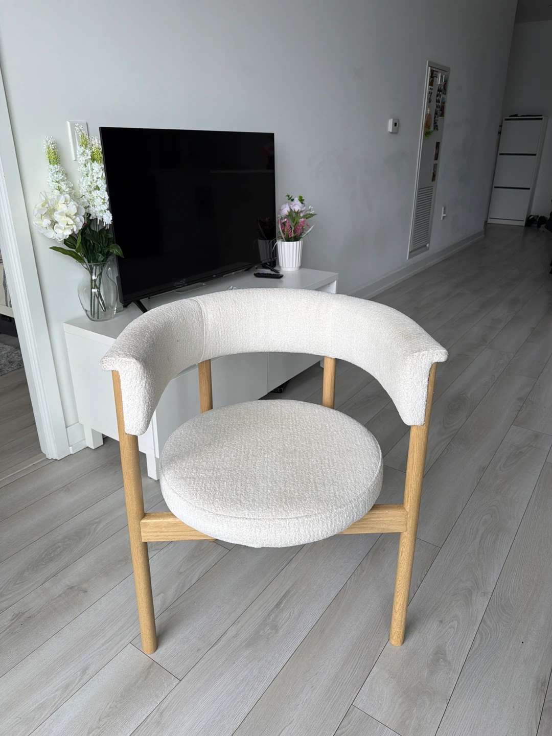 White Bouclé Accent Chair