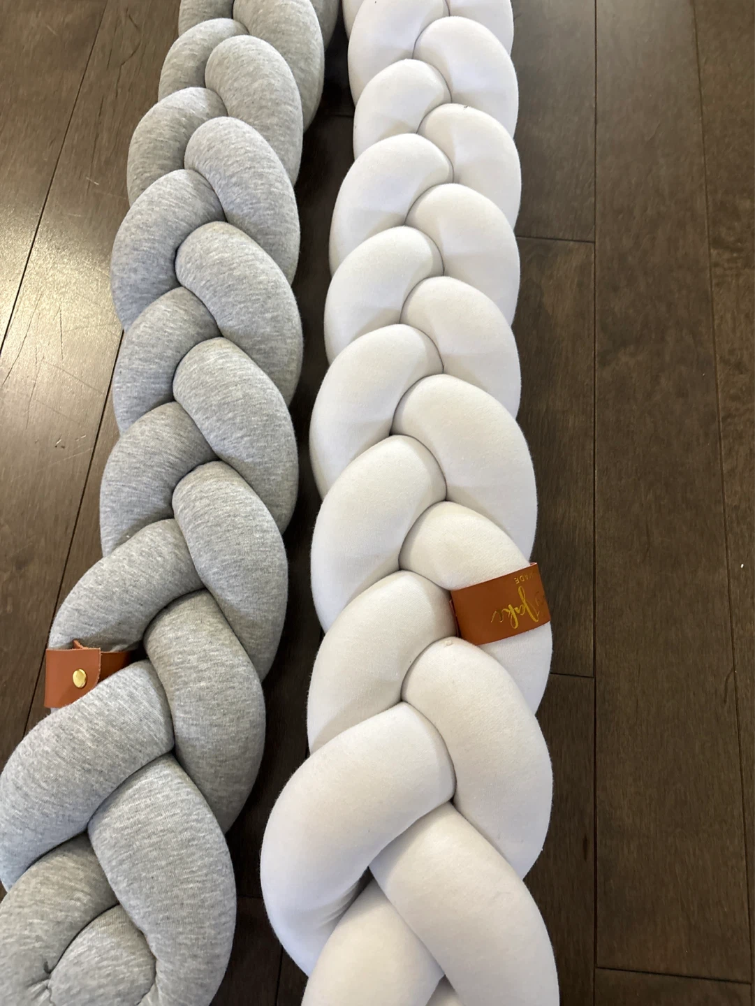 Braided Crib Bumper - Grey & White - photo 2