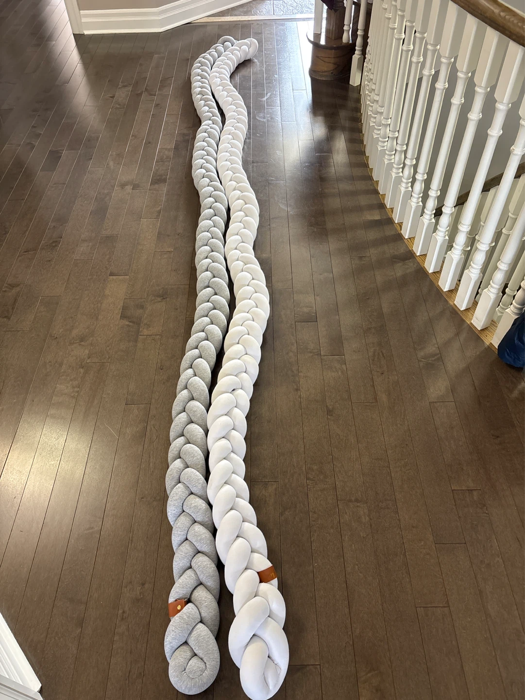 Braided Crib Bumper - Grey & White