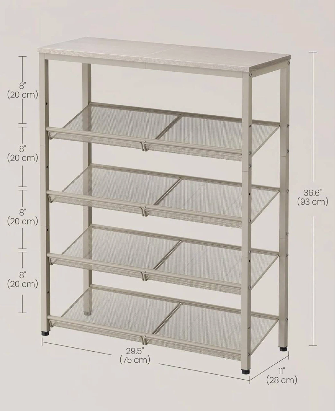 VASAGLE 5-Tier Shoe Rack - Grey - photo 4