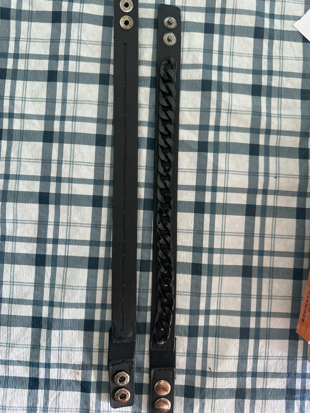 Aldo Black Faux Leather Chain Bracelets - Pair